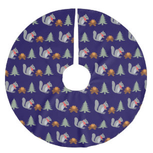Weihnachtsseichhörnchen Roastnüsse auf Log Fire Polyester Weihnachtsbaumdecke