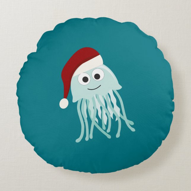 Weihnachtssellfisch Rundes Kissen (Vorderseite)