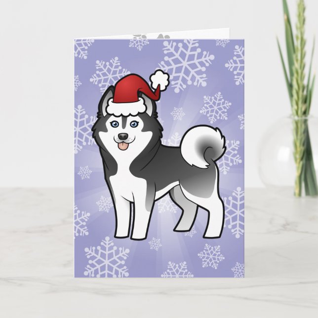 Weihnachtssibirischer Husky/alaskischer Malamute Feiertagskarte (Vorderseite)