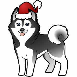 Weihnachtssibirischer Husky/alaskischer Malamute Fotoskulptur Ornament