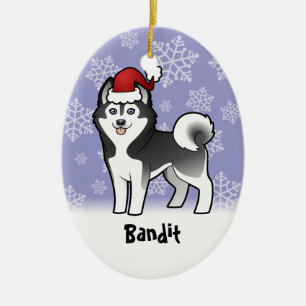 Weihnachtssibirischer Husky/alaskischer Malamute Keramikornament