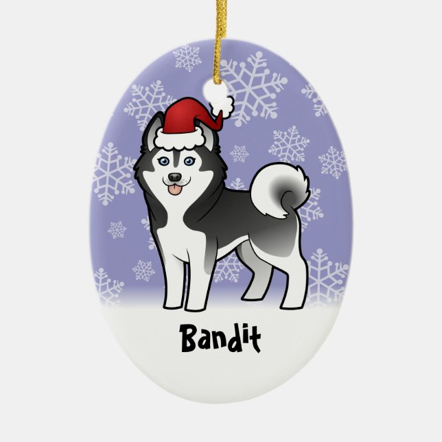 Weihnachtssibirischer Husky/alaskischer Malamute Keramikornament (Vorne)