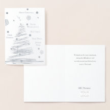 Weihnachtssilber Rustikaler Baum Handgezeichnet