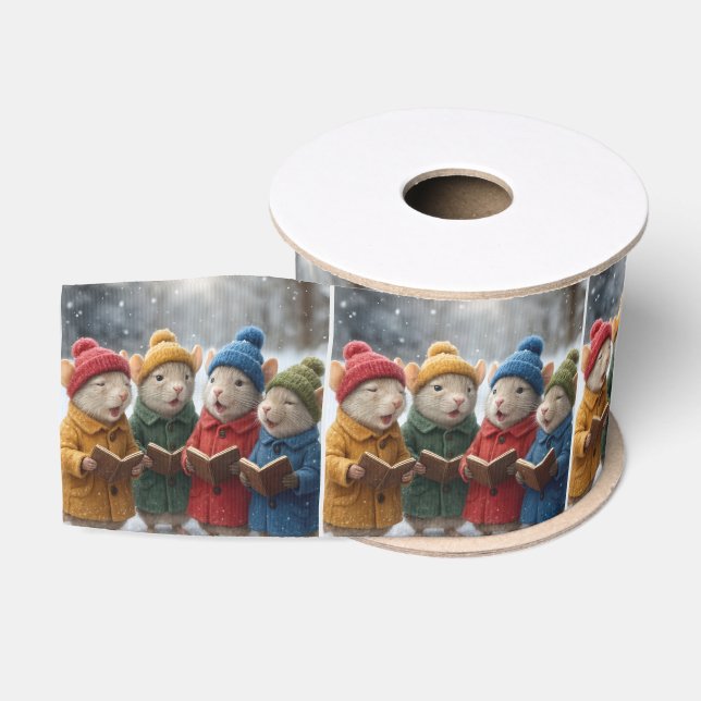 Weihnachtssingen der Mäuse im Schnee Ripsband (Spule)