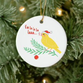Weihnachtssingender Kanarienvogel Keramik Ornament