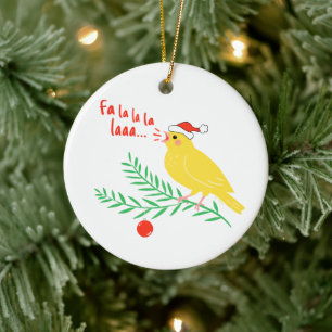 Weihnachtssingender Kanarienvogel Keramik Ornament