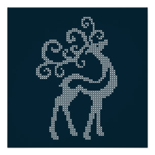 Weihnachtsskandinavischer Strickhirsch Poster