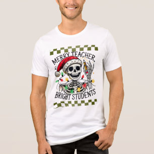 Weihnachtsskelett und Lebkutscher Lehrer Tri-Blend Shirt