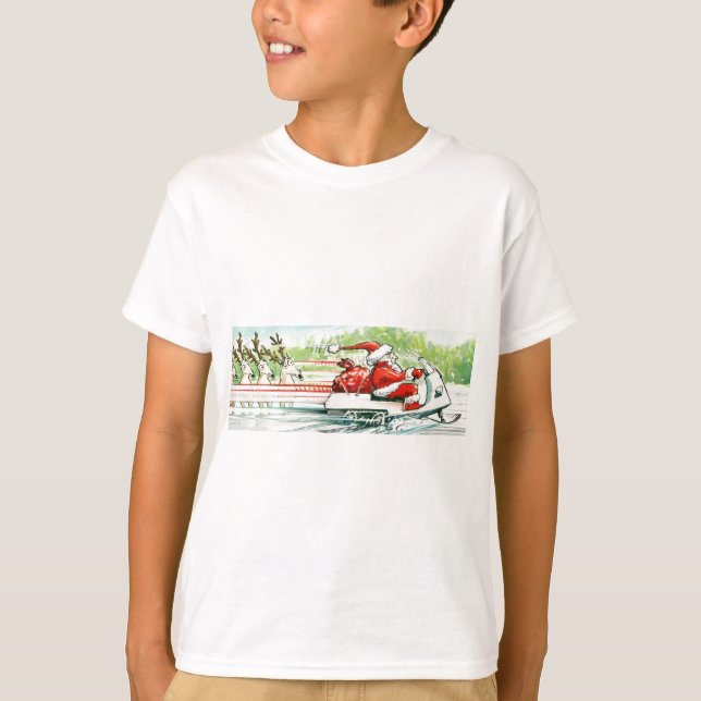 Weihnachtsski fahrender Sanktsnowmobile-Ski T-Shirt (Vorderseite)