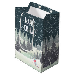 Weihnachtsskifahrer in den Winterferien Mittlere Geschenktüte