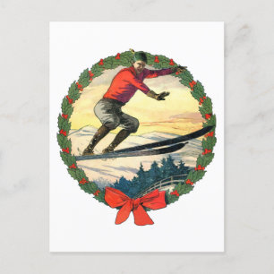 Weihnachtsskisprung Feiertagspostkarte