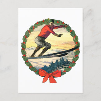 Weihnachtsskisprung Feiertagspostkarte