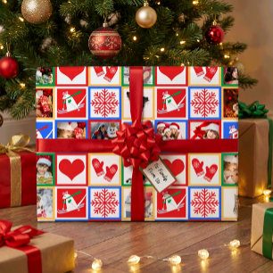 Weihnachtsskizze 16 Lieblingsfamilien-Fotos Geschenkpapier Set