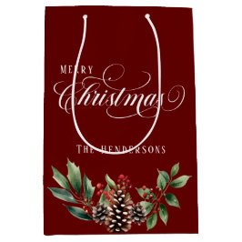 Weihnachtsskript Deep Red Mittlere Geschenktüte