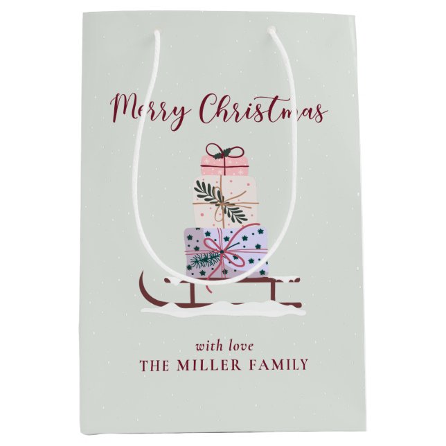 Weihnachtssleigh mit Geschenken Mittlere Geschenktüte (Vorderseite)