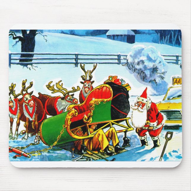 Weihnachtssleih und Rentiere Mousepad (Vorne)