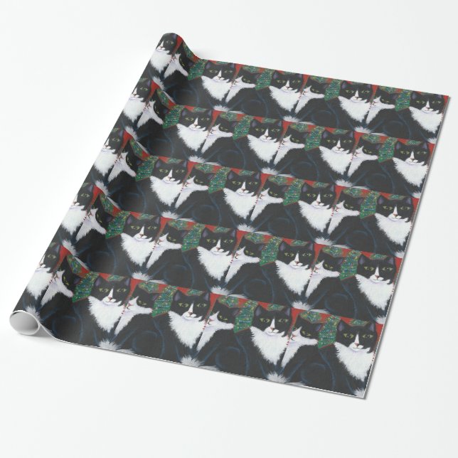 WeihnachtsSmokings-Katzen-Packpapier Geschenkpapier (Ungerollt)