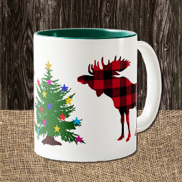 Weihnachtssmoose Rot & Schwarz Buffalo Kariert, Ba Zweifarbige Tasse
