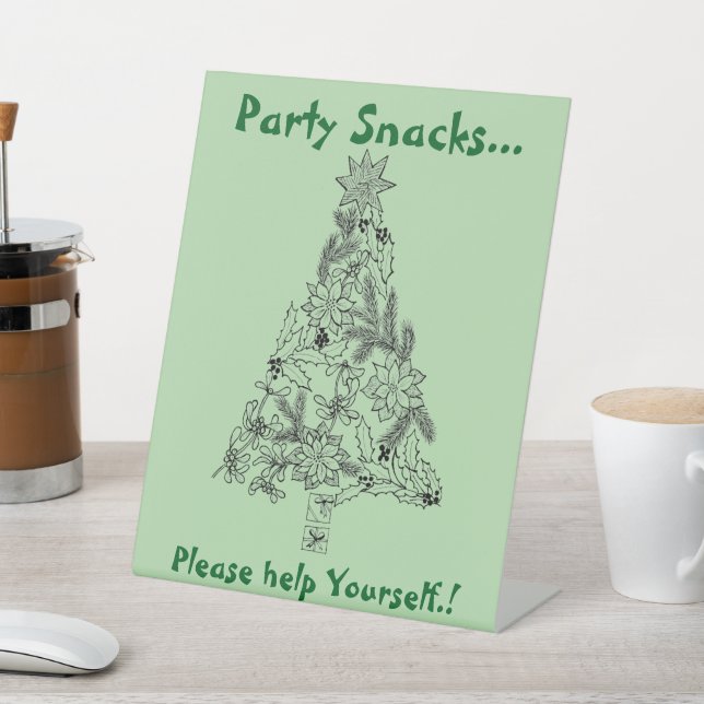 Weihnachtssnacks im Grünen Party Sockelschild (In SItu)