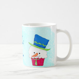 Weihnachtssnowman-Kuchen-Name personalisiert Kaffeetasse