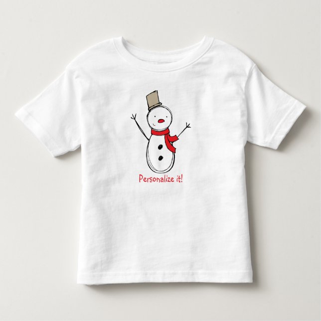 Weihnachtssnowman-personalisiertes KinderT-Shirt Kleinkind T-shirt (Vorderseite)