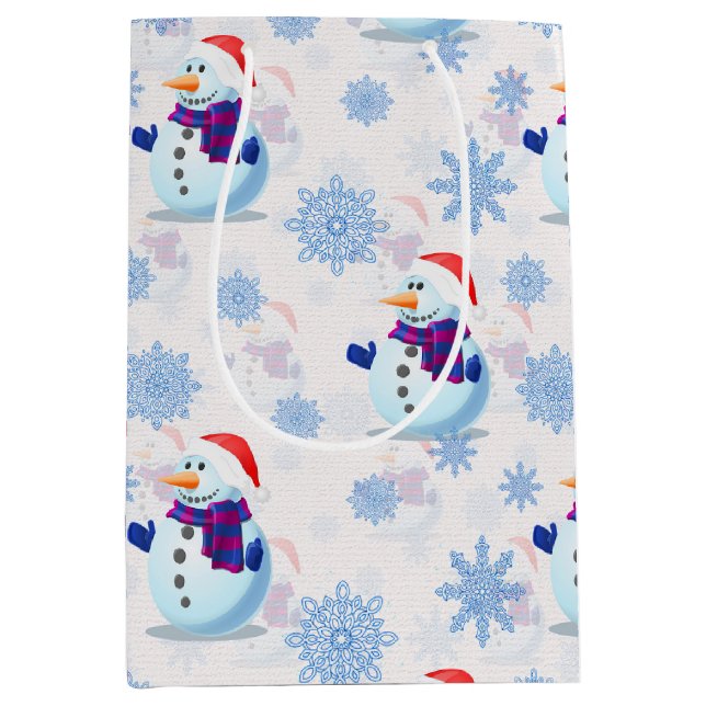 Weihnachtssnowman Surface Pattern Mittlere Geschenktüte (Vorderseite)