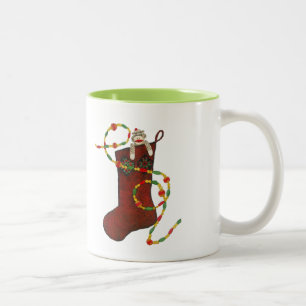 Weihnachtssock-Affe-Tasse Zweifarbige Tasse