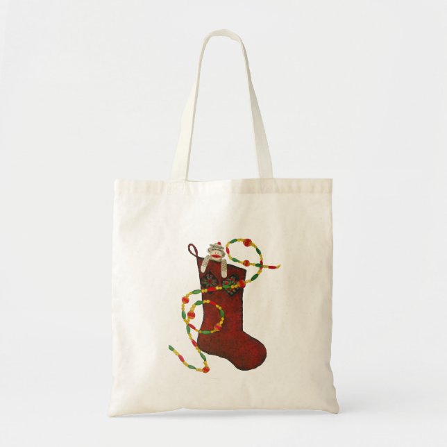 Weihnachtssock-Affen-Tasche Tragetasche (Vorne)