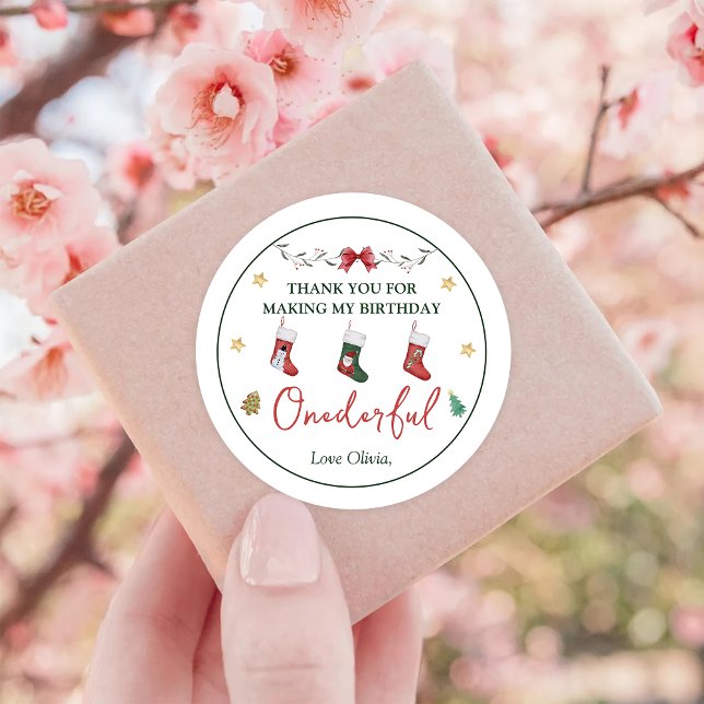 Weihnachtssock Birthday Classic Round Sticker (Von Creator hochgeladen)