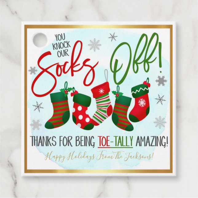 Weihnachtssockchen Geschenkanhänger (Vorderseite)