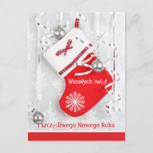 Weihnachtssocke, Baubles PolnischWeihnachten, Neue Feiertagspostkarte