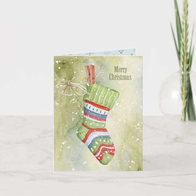 Weihnachtssocke Karte (Vorderseite)