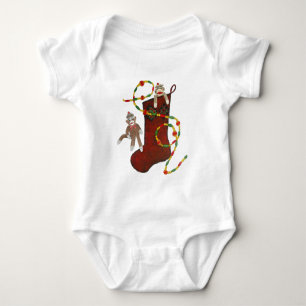 Weihnachtssocken-Affe-Baby-Strampler Baby Strampler