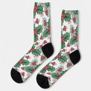 Weihnachtssocken auf Weiß – Festliche Stimmung Socken