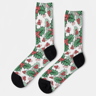 Weihnachtssocken auf Weiß – Festliche Stimmung Socken