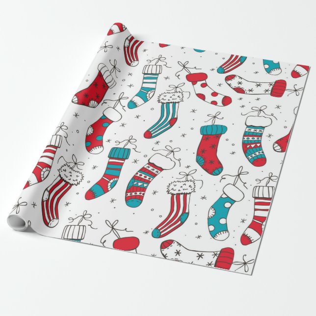 Weihnachtssocken Geschenkpapier (Ungerollt)