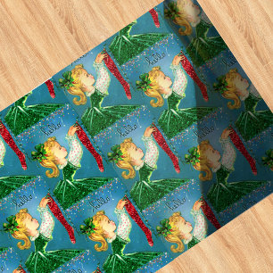 Weihnachtssocken Glitzer Girl Monogramm Geschenkpapier