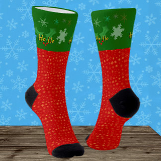 Weihnachtssocken, Ho Ho Ho, Santa, Schneeflocken Socken