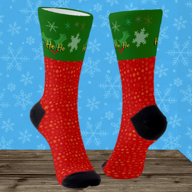Weihnachtssocken, Ho Ho Ho, Santa, Schneeflocken Socken (Von Creator hochgeladen)