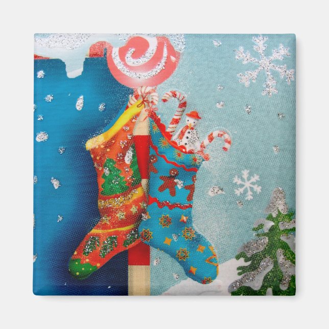 Weihnachtssocken Magnet (Vorne)