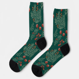 Weihnachtssocken mit festlichen roten Beeren Socken