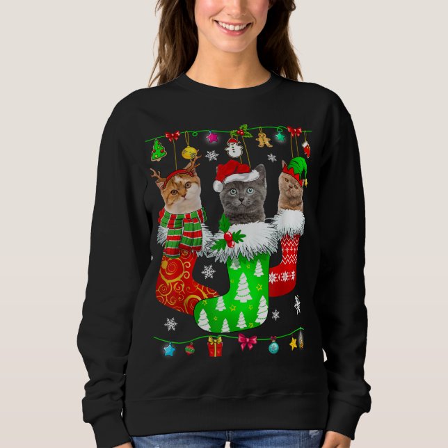 Weihnachtssocken Pajama Cat Kitten Lover Cat Mama  Sweatshirt (Vorderseite)