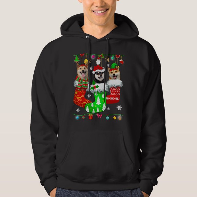 Weihnachtssocken Pajama Shiba Inu Doppy Puppy Love Hoodie (Vorderseite)