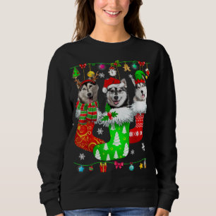 Weihnachtssocken Pajama Siberian Husky Dog Puppy L Sweatshirt