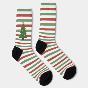 Weihnachtssocken, Streifen und Baum Socken