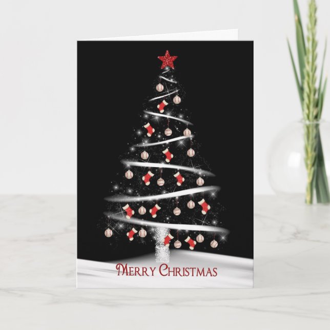 Weihnachtssocken und Baseball Feiertagskarte (Vorderseite)