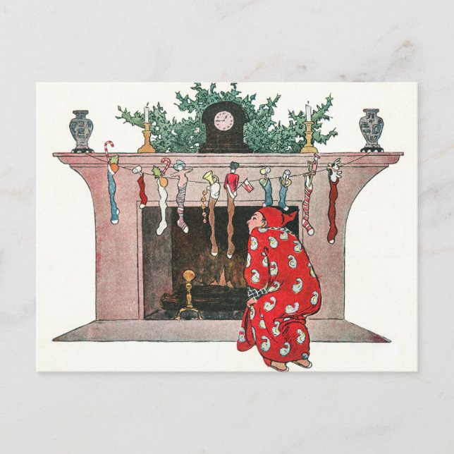 Weihnachtssocken und Geschenke Weihnachtskarte Feiertagspostkarte (Vorderseite)