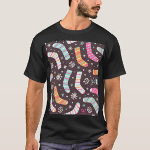 Weihnachtssocken und Schneeflocken: Vintages Muste T-Shirt