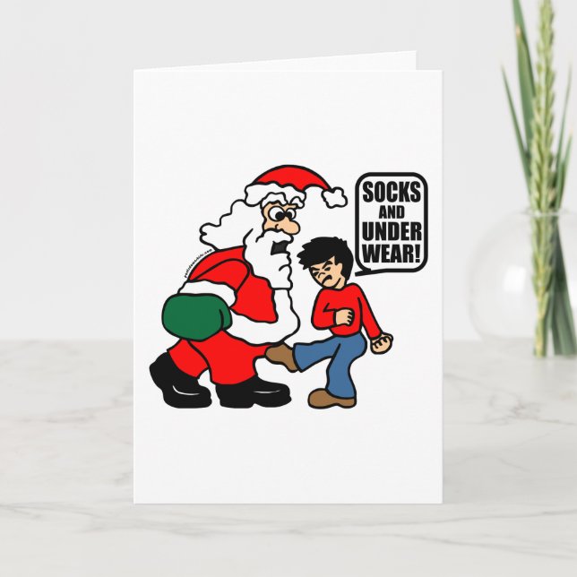 WEIHNACHTSsocken UND -UNTERWÄSCHE Feiertagskarte (Vorderseite)