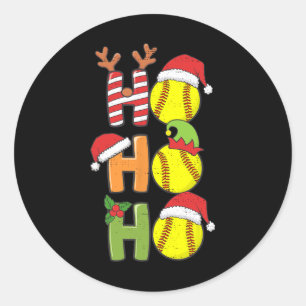 WeihnachtsSoftball Ho Ho Softball Xmas Sport Me Runder Aufkleber